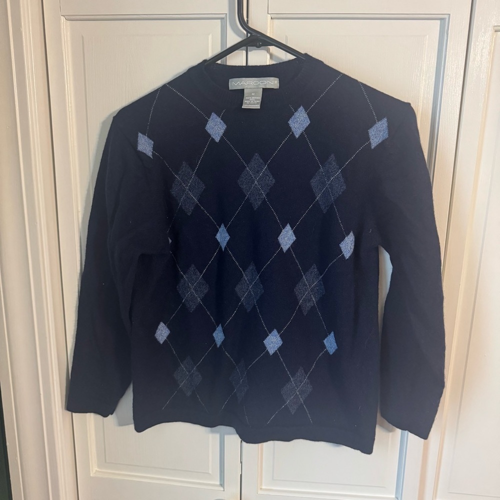 Classic Navy Argyle Crewneck Sweater